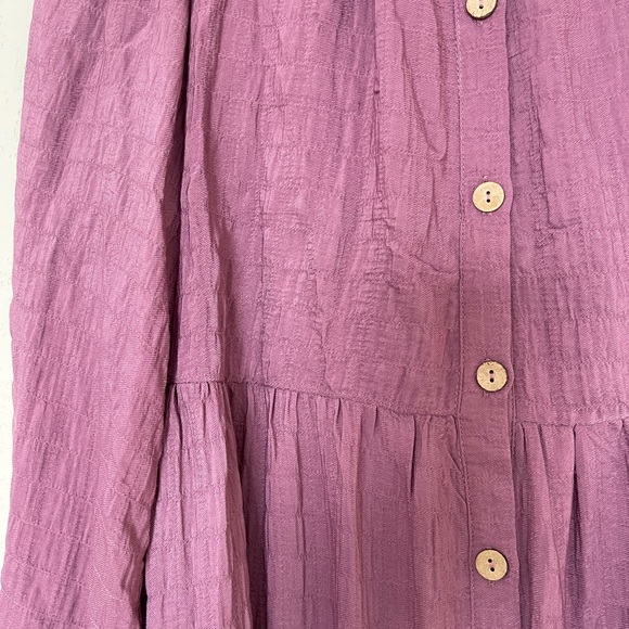 Listicle | Embossed Textured Button Down Maxi Dress in Plum - Picture 9 of 9